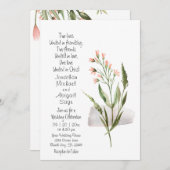 シンプル　かわいい　ピンクの花の　キリスト教式ウェディング 招待状 (正面/裏面)