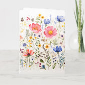 シンプル かわいい ワイルドフラワー 折り紙グリーティングカード カード (裏面)