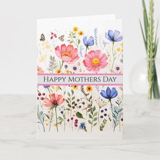 シンプル かわいい ワイルドフラワー 折り紙グリーティングカード カード (正面)