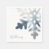 シンプル アイシー ブルー 大きな雪の結晶 オーダーメイド カクテル スタンダードカクテルナプキン (正面)