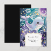 シンプル アンダーザシー こどもクジラ誕生日 サンキューカード (正面/裏面)