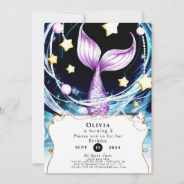 シンプル アンダーザシー マーメイド バースデー 招待状