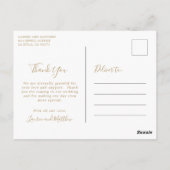 シンプル アンティーク ゴールド モノグラム ウェディング サンクス ポストカード (裏面)