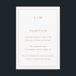 シンプル アンティーク ゴールド モノグラム エレガント ウェディング エンクロージャーカード<br><div class="desc">シンプルなウェディングエンクロージャーカードは、モダンでエレガントなデザインが特徴で、上の部分にあなたたちの2文字のイニシャルが入ったモノグラムと、受付情報が細い枠で囲まれています。すべてのデザイン要素は、偽のゴールドで表現されており、デザインツールで変更可能です。このカードは、ミニマリストのカップルにぴったりのスタイリッシュでおしゃれなデザインです。エンクロージャーカードは、式と披露宴の会場が異なる場合に、あなたのウェディングスイートに最適な追加アイテムです。</div>