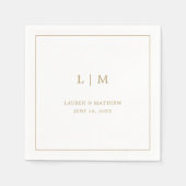 シンプル アンティーク ゴールド モノグラム エレガント ウェディング スタンダードカクテルナプキン (正面)