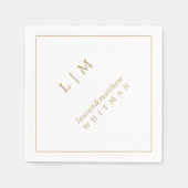 シンプル アンティーク ゴールド モノグラム エレガント ウェディング スタンダードカクテルナプキン (正面)