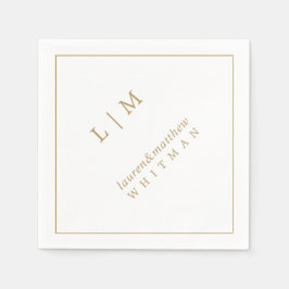 シンプル アンティーク ゴールド モノグラム エレガント ウェディング スタンダードカクテルナプキン