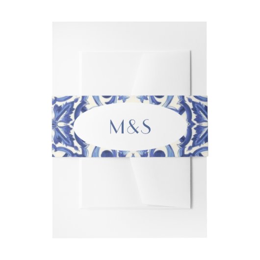 シンプル イタリアン ブルー インビテーション ベリーバンド 招待状ベリーバンド (正面例)