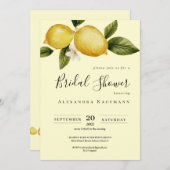 シンプル イタリア レモン カリグラフィー ブライズシャワー 招待状 (正面/裏面)