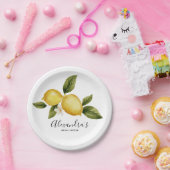 シンプル イタリア レモン カリグラフィー ブライダルシャワー ペーパープレート (パーティー)