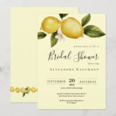 シンプル イタリア レモン カリグラフィー ブライダルシャワー 招待状 (正面/裏面)