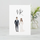 シンプル イラスト カップル ネイビースーツ セーブザデート (スタンド正面)