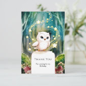 シンプル イン トゥ ザ ウッズ オウル バースデー サンキューカード (スタンド正面)
