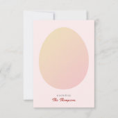 シンプル&イースター卵絵を描型ソフトピンク サンキューカード (正面)