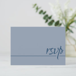 シンプル ウェディング RSVP カリグラフィー ダスティブルー