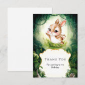 シンプル ウッドランド バニー バースデー サンキューカード (正面/裏面)
