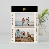 シンプル エバーグリーン ゴールド フォイル ツリー フォト ホリデー カード (立ち正面)