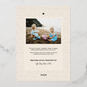 シンプル エバーグリーン ゴールド フォイル ツリー フォト ホリデー カード (裏面)