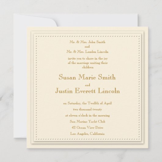 シンプル エレガンス クリーム スクエア インビテーション (正面)