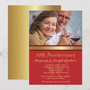 シンプル エレガンス 50周年 結婚記念日 招待状