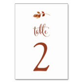 シンプル エレガントなテラコッタ 秋の落ち葉 ボヘミアンスタイルのウェディング テーブルナンバー (裏面)