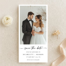 シンプル・エレガントな筆記体フォト結婚式しおり セーブザデート
