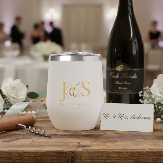 シンプル・エレガントな結婚式のイニシャル ゴールド ID1022