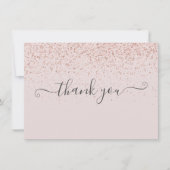 シンプル エレガントな ブッシュピンクのスクリプト サンキューカード (正面)