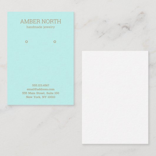 シンプル エレガントアクアブルー イヤリング 名刺 (正面/裏面)
