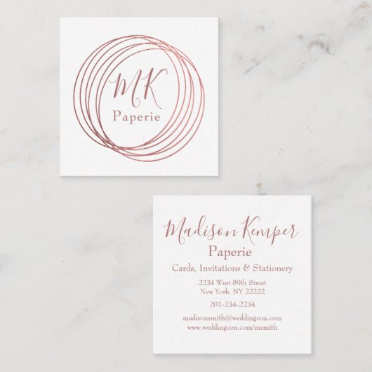 シンプル&エレガント抽象芸術バラ金ゴールド円 スクエア名刺 (正面/裏面)