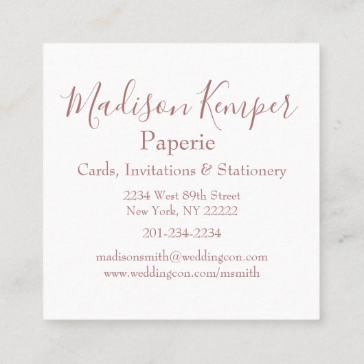 シンプル&エレガント抽象芸術バラ金ゴールド円 スクエア名刺 (裏面)