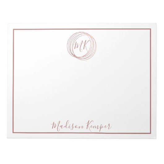 シンプル&エレガント抽象芸術バラ金ゴールド円 ノートパッド (正面)