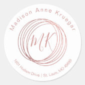 シンプル&エレガント抽象芸術バラ金ゴールド円 ラウンドシール (正面)