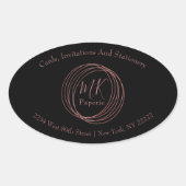 シンプル&エレガント抽象芸術バラ金ゴールド円 楕円形シール (正面)