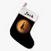 シンプル&エレガント金ゴールドバスケットボール選手の名前 スモールクリスマスストッキング (正面 (吊り時))