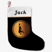 シンプル&エレガント金ゴールドバスケットボール選手の名前 スモールクリスマスストッキング (正面)