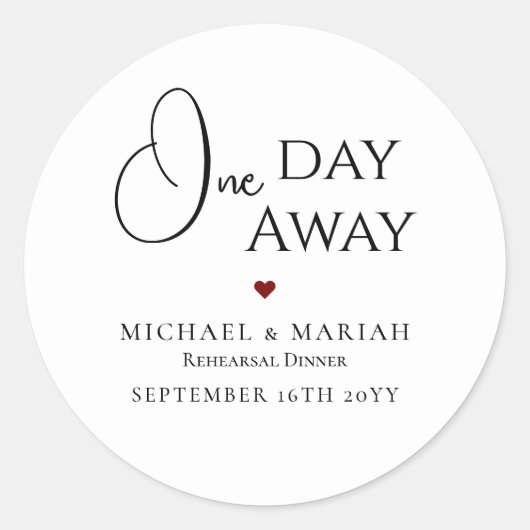 シンプル エレガント あと1日 リハーサルディナー ラウンドシール (正面)