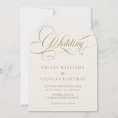 シンプル エレガント アイボリー オールインワン ウェディング 招待状 (正面)