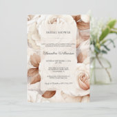 シンプル エレガント アイボリー & ラスト ローズ ブライダル シャワー 招待状 (スタンド正面)