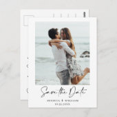 シンプル エレガント ウェディング シンプル セーブ・ザ・デート フォト ポストカード (正面/裏面)