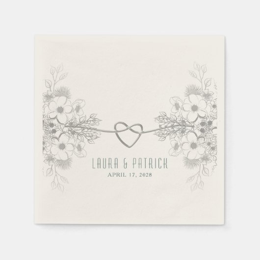 シンプル エレガント ウェディング ナプキン スタンダードカクテルナプキン (正面)