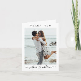 シンプル エレガント ウェディング ハーツ シンプル 2 フォト サンキューカード