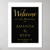 シンプル エレガント ウェルカム スクリプト ウェディング ゴールド 箔ポスター (正面)