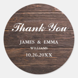 シンプル エレガント ウッディー ウェディング サンクス ステッカー