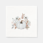 シンプル エレガント オータム ホワイト パンプキン ブライダル シャワー スタンダードカクテルナプキン (正面)