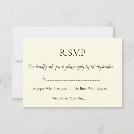 シンプル エレガント オーダーメイド 返信はがき 出欠カード (正面)