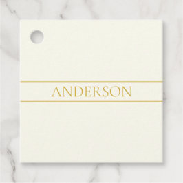 シンプル エレガント カスタマイズ可能 テキスト | ゴールド オフホワイト フェイバータグ