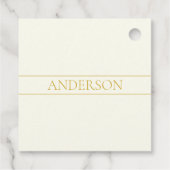 シンプル エレガント カスタマイズ可能 テキスト | ゴールド オフホワイト フェイバータグ (裏面)