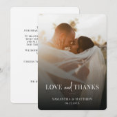 シンプル エレガント カップル フォト ウェディング サンクス カード (正面/裏面)