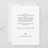 シンプル エレガント カップル フォト ウェディング サンクス カード (裏面)